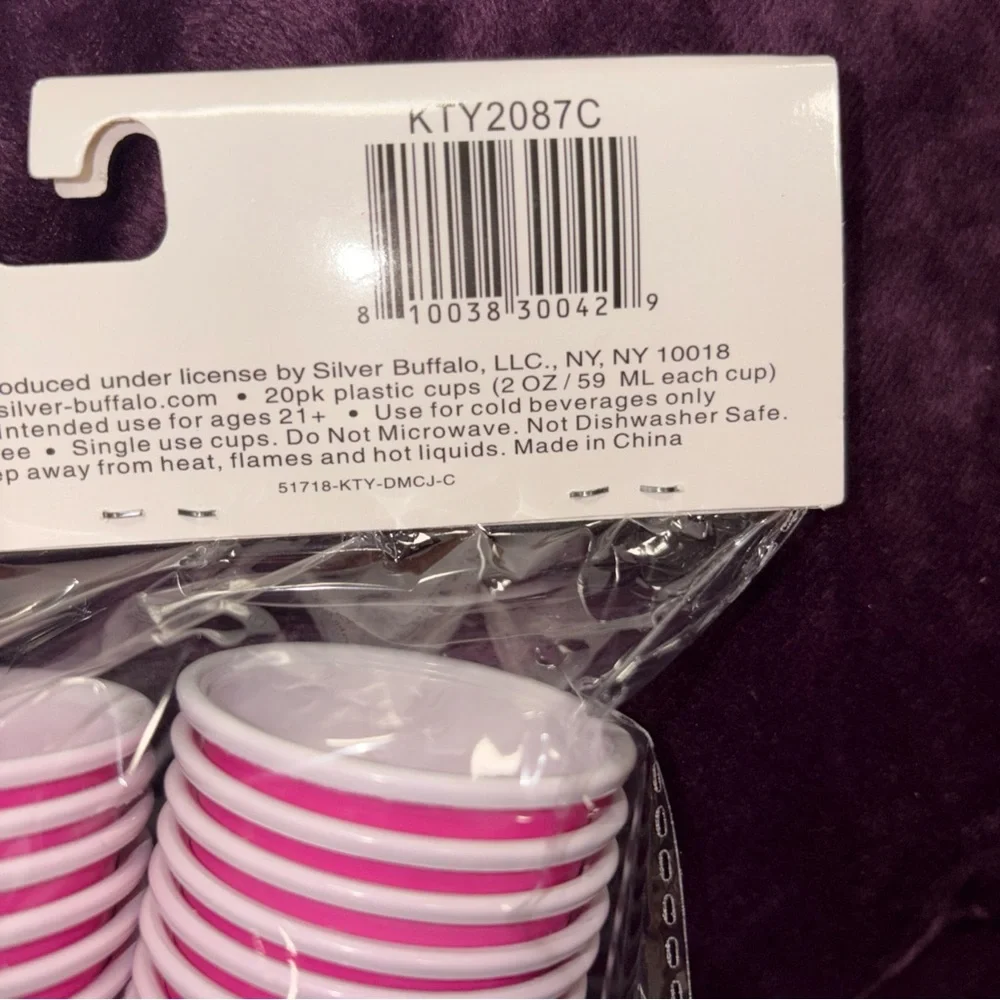 5 packs of Hello Kitty Pink Disposable Cups - 2 oz shot glasses 20 Per pack 100